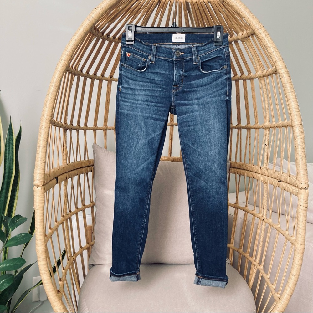 $199 Hudson KRISTA Jeans Women's 25 Super Skinny Mid Cropped Ankle Dark Denim